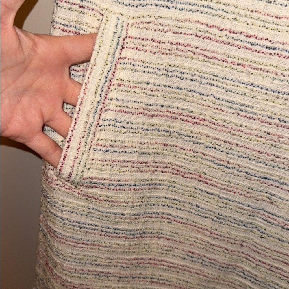 LOFT colorful bouncle Tweed Puff Sleeve Shift Dress - Picture 4 of 7